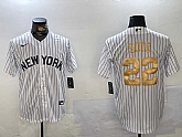 Men's New York Yankees #22 Juan Soto White Pinstripe Fashion Cool Base Jersey,baseball caps,new era cap wholesale,wholesale hats
